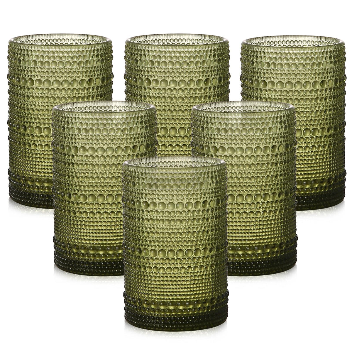 ZMOWIPDL Drinking Glasses Set of 6,15 oz Grey Hobnail Glass Cups | Vintage Glassware，Embossed Water Tumbler,for Beer,Cocktail,Whiskey,Juice and Various Mixed Drinks- 1 Cleaning Brush