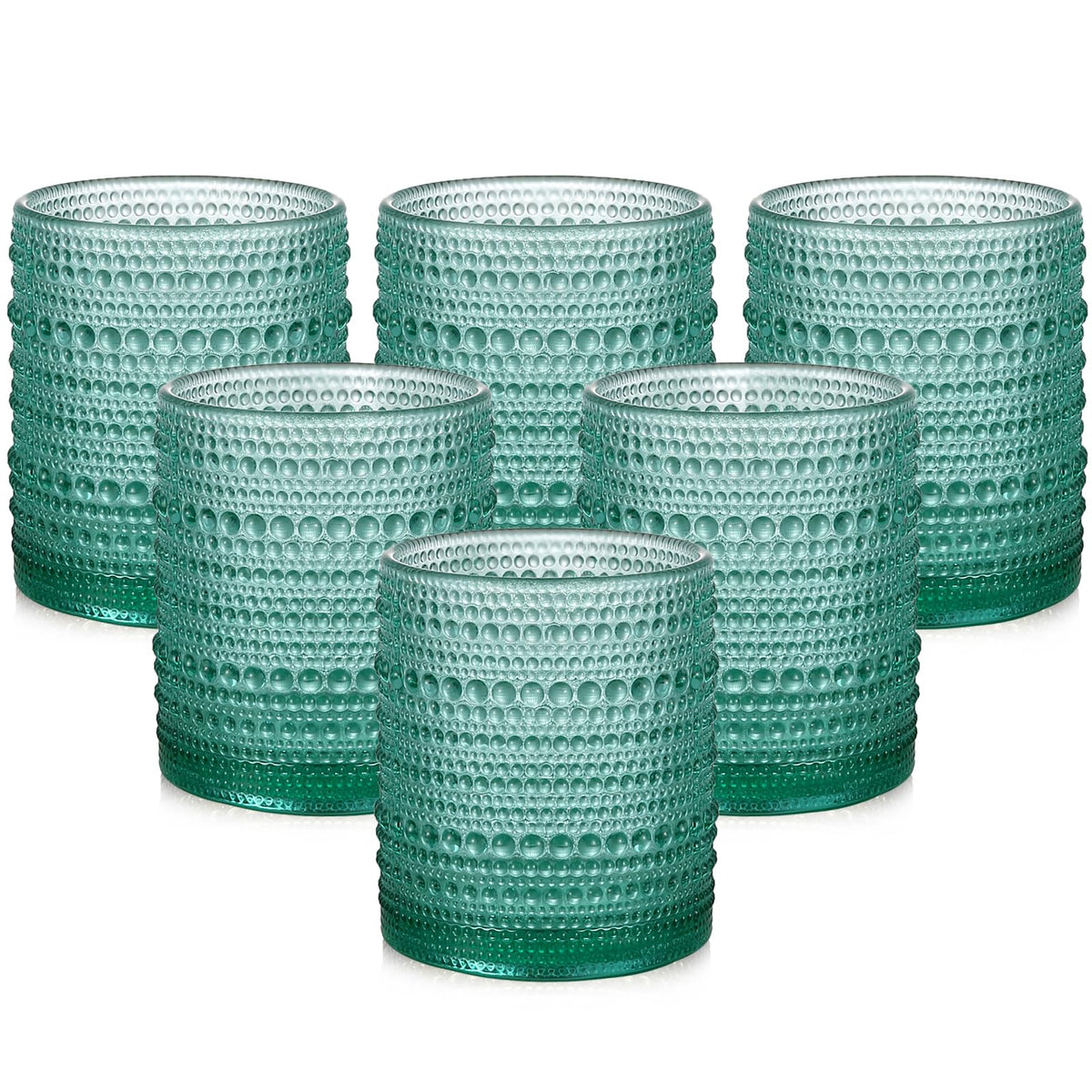 ZMOWIPDL Drinking Glasses Set of 6,15 oz Grey Hobnail Glass Cups | Vintage Glassware，Embossed Water Tumbler,for Beer,Cocktail,Whiskey,Juice and Various Mixed Drinks- 1 Cleaning Brush