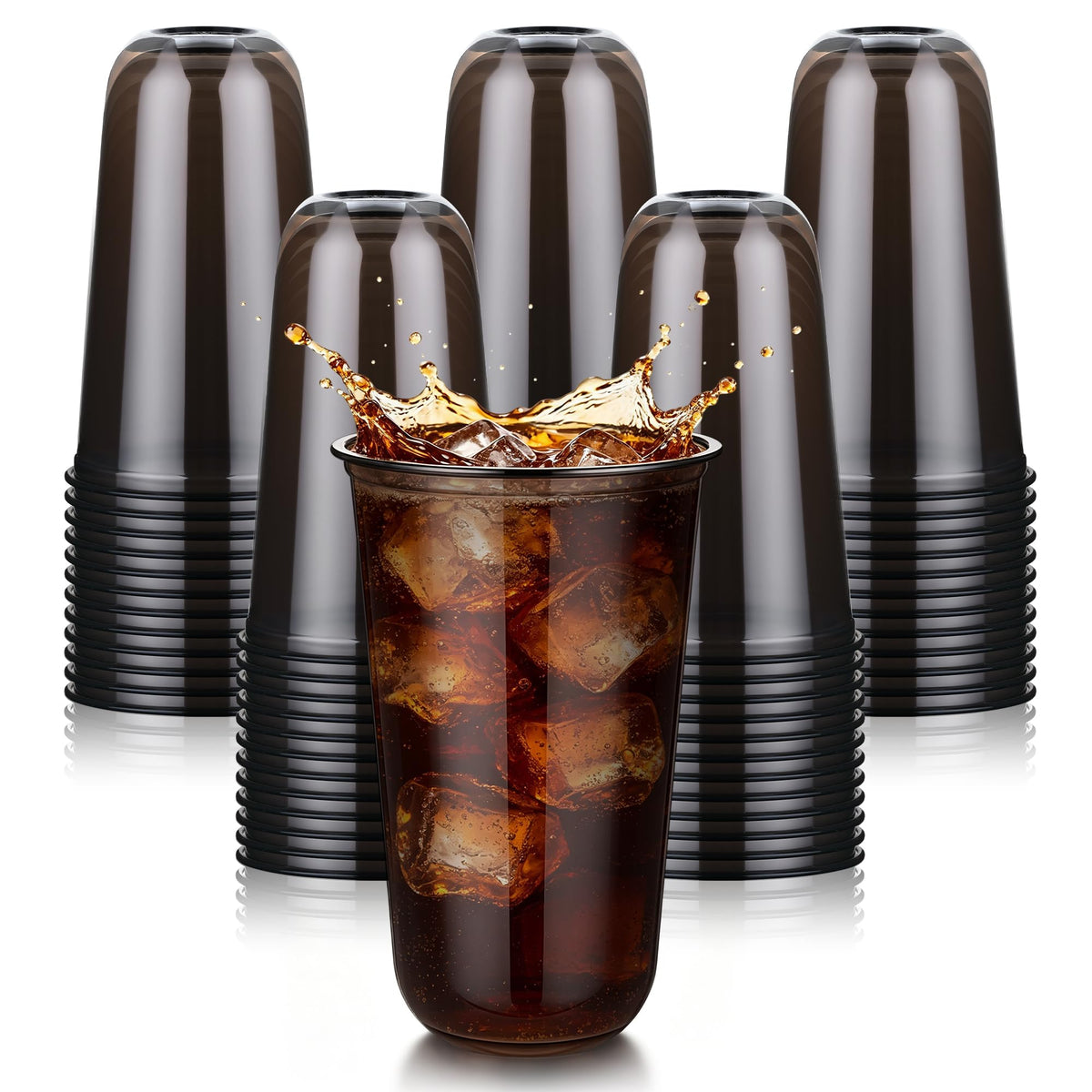 KesaPlan 100 Pcs 12oz Plastic Clear Cups, Disposable Wine Cocktail Glasses | Round Bottom, Crystal Stemless Party Bar Drink PET Cups for Meeting Weddings Birthday Christmas Valentine Party Supplies