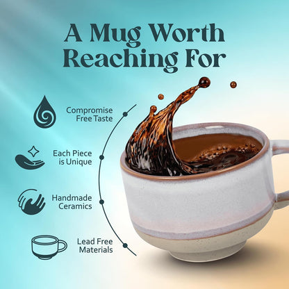 NOVA CERAMICS Ceramic Coffee Mug - Ceramic Cup with Handle - 16 oz Coffee Mugs, Cute Mug - Large Mug - Microwave & Dishwasher Safe - Gifts For Women Men Him Her - 16oz - Horizon