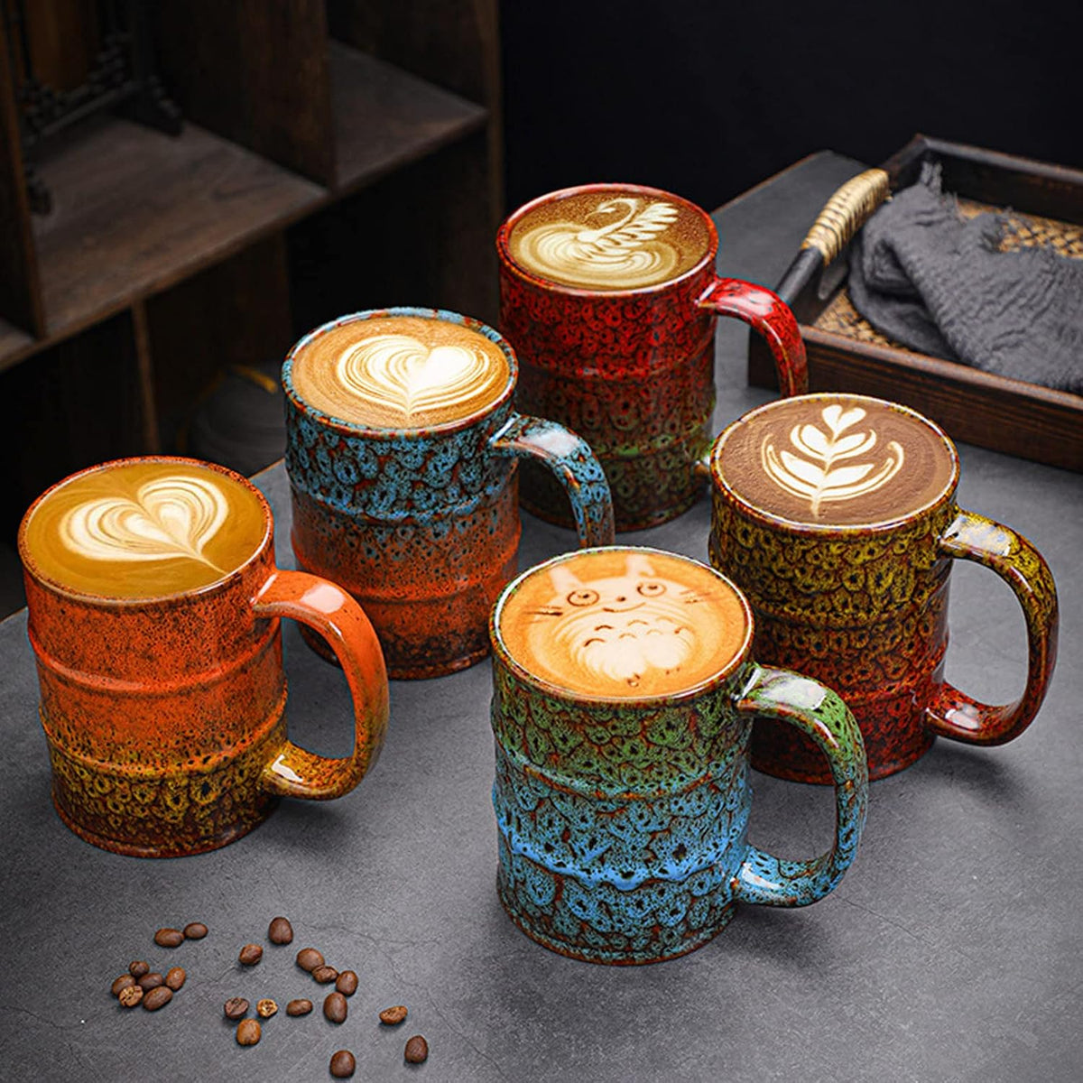 Coffee Mug,20 Oz Coffee Cups Ceramic Tea Cup Large Coffee Mug for Office and Home - Dishwasher and Microwave Safe Novelty Coffee Mug(1,Green and Blue)