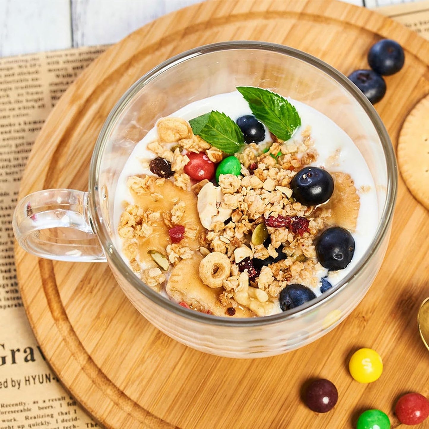 470Ml/15.5oz Glass Milk Tea Round Breakfast Cup, Home Simple Coffee - Milk Cup