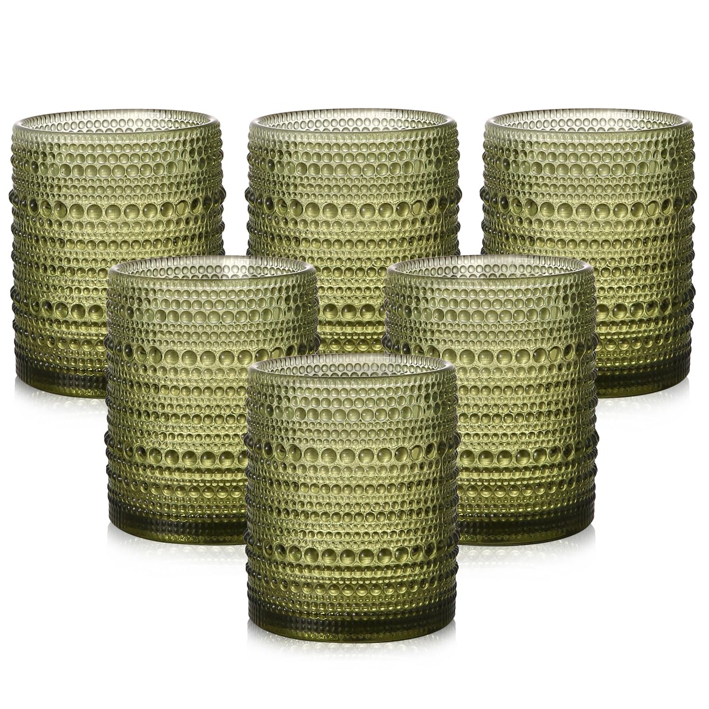 ZMOWIPDL Drinking Glasses Set of 6,15 oz Grey Hobnail Glass Cups | Vintage Glassware，Embossed Water Tumbler,for Beer,Cocktail,Whiskey,Juice and Various Mixed Drinks- 1 Cleaning Brush
