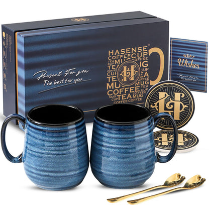 HASENSE Coffee Mug, 20 oz Ceramic Coffee Cup for Men and Women, Large Coffee Mug for Latte Coffee Tea Soup for Office and Home, Dishwasher and Microwave Safe, 1 PCS (Blue)
