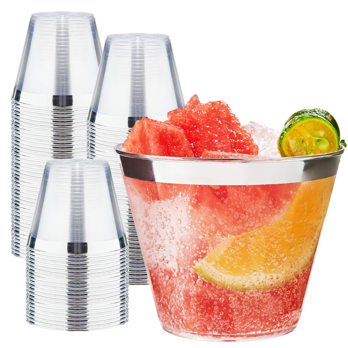 RACETOP 200 Pack 9 oz Clear Plastic Cups for Party | Disposable Clear Cup, Disposable Cups, Wine Glasses Cups, Plastic Cocktail Glasses