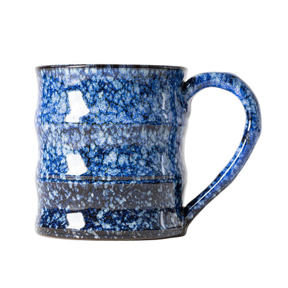 Midnight Blue Ceramic Coffee Mug 15oz - Handcrafted Artisan Mug with Large Handle for Comfort, Unique Birthday Gift for Him/Her, Office Desk Essential, Safe for Dishwasher