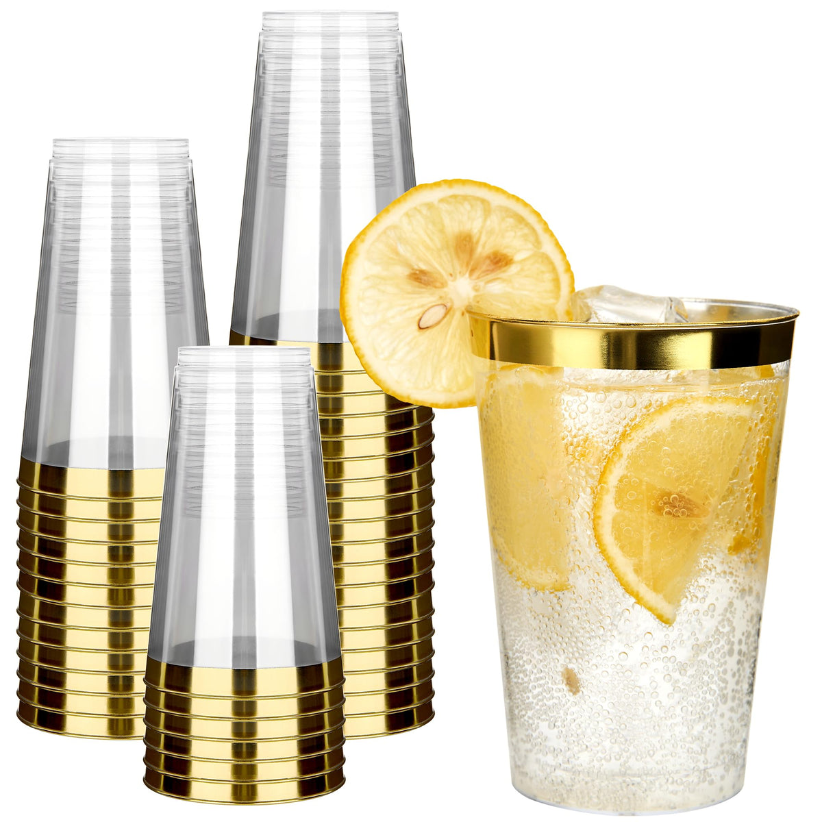 RACETOP 200 Pack 9 oz Clear Plastic Cups for Party | Disposable Clear Cup, Disposable Cups, Wine Glasses Cups, Plastic Cocktail Glasses