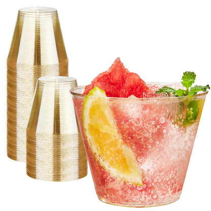 RACETOP 200 Pack 9 oz Clear Plastic Cups for Party | Disposable Clear Cup, Disposable Cups, Wine Glasses Cups, Plastic Cocktail Glasses