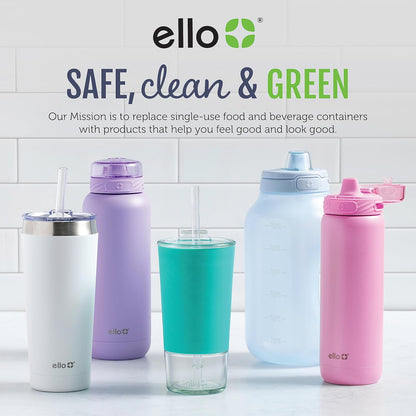 Ello Ogden Ceramic Travel Mug with Splash-Resistant Slider Lid and Protective Silicone Boot, Perfect for Coffee or Tea, BPA Free, Dishwasher Safe, Gray, 16 oz, 758-0438-040 | Splash-resistant ceramic travel mug with slider lid and protective silicone slee