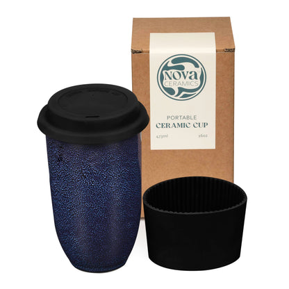 NOVA CERAMICS Travel Mug On the Go Coffee Mug Microwave & Dishwasher Safe Green Tumbler - Gifts For Women Men 16oz Afterglow