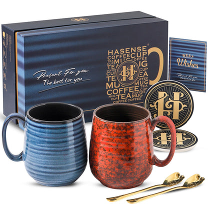 HASENSE Coffee Mug, 20 oz Ceramic Coffee Cup for Men and Women, Large Coffee Mug for Latte Coffee Tea Soup for Office and Home, Dishwasher and Microwave Safe, 1 PCS (Blue)