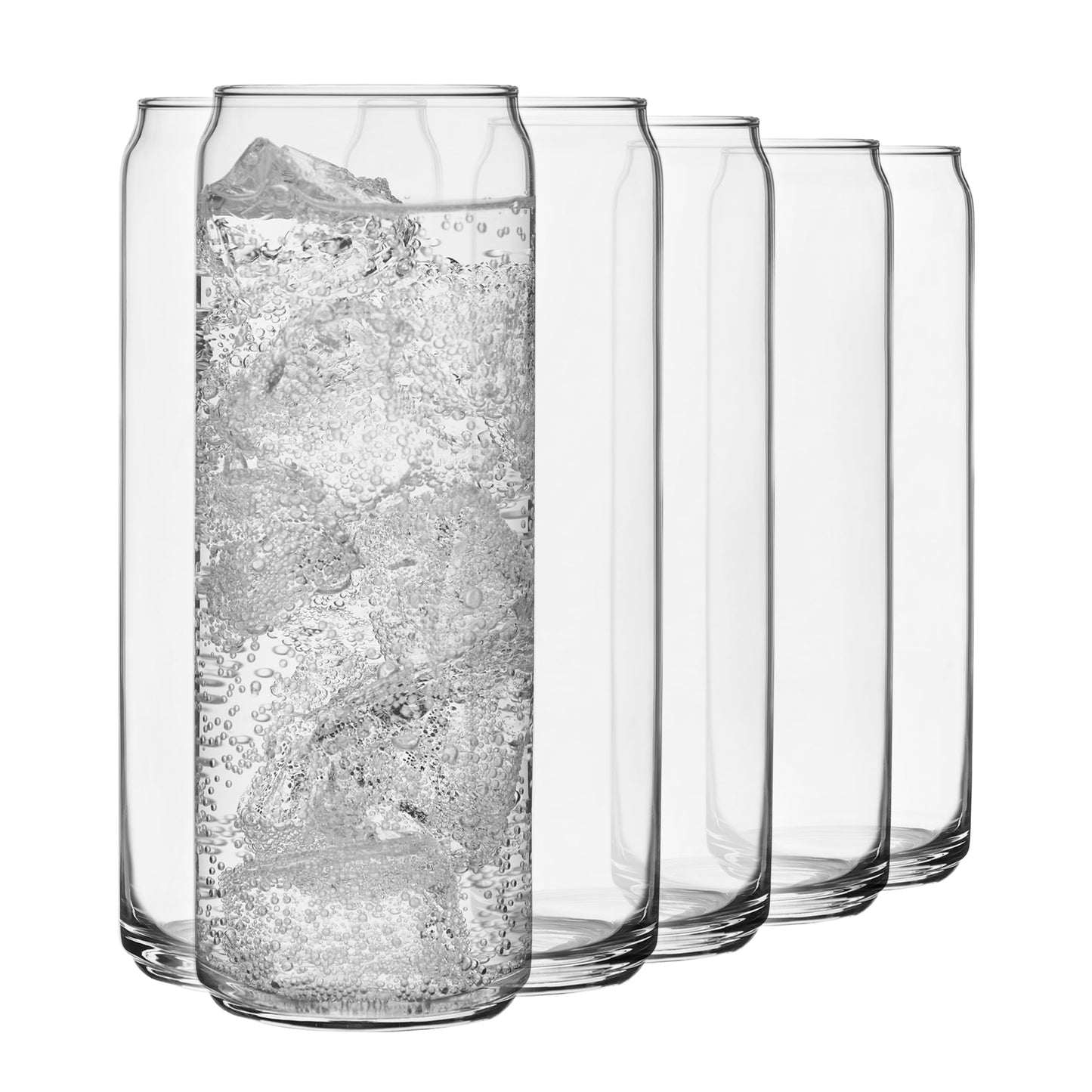 Libbey Classic Can Shaped Drinking Glasses Set of 4, Clear Kitchen Glass Tumbler, 16 Oz, Dishwasher Safe Glass Cups Set for Beverages and Cocktails