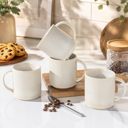 theterra Ceramic Coffee Mugs Set of 6, 14.2 oz Coffee Cups with Handle | Handmade, Suitable for Latte, Tea, Milk, Beer & Hot Cocoa, Cocoa Mocha