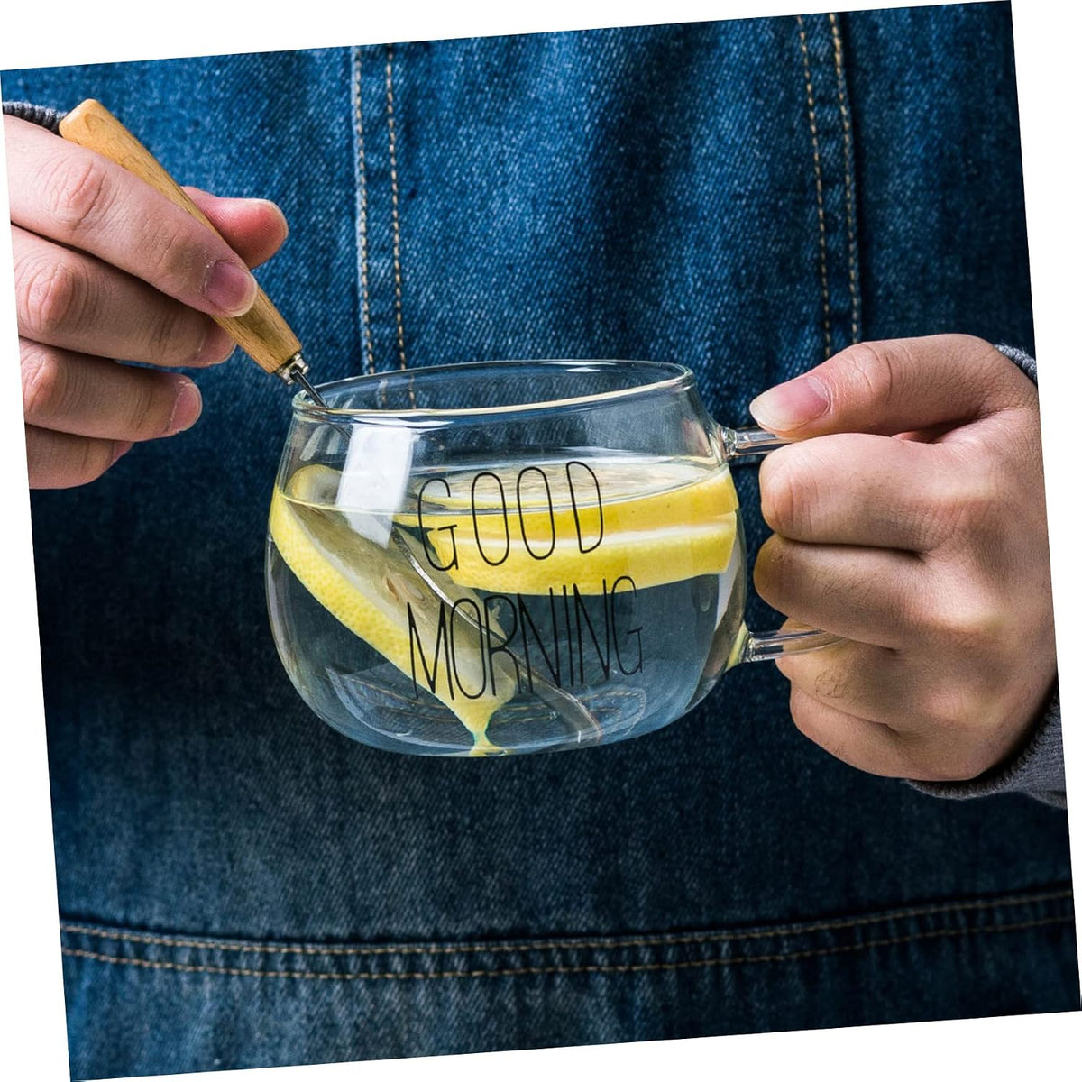 PRETYZOOM Milk Glass Cup Double-wall Heat-resistant Glass Mug Reusable Drinking Cup for Breakfast Milk Cereal Fruit