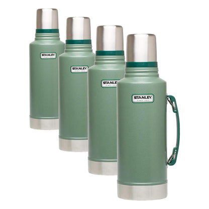 Stanley Heritage Classic Vacuum Bottle with Handle 1.1 qt | Wide Mouth w/Leakproof Cup Lid | Keep Drinks Hot or Cold | Insulated Stainless Steel Thermal Bottle | BPA-Free | Hammertone Green