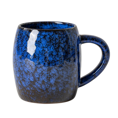 Midnight Blue Ceramic Coffee Mug 15oz - Handcrafted Artisan Mug with Large Handle for Comfort, Unique Birthday Gift for Him/Her, Office Desk Essential, Safe for Dishwasher