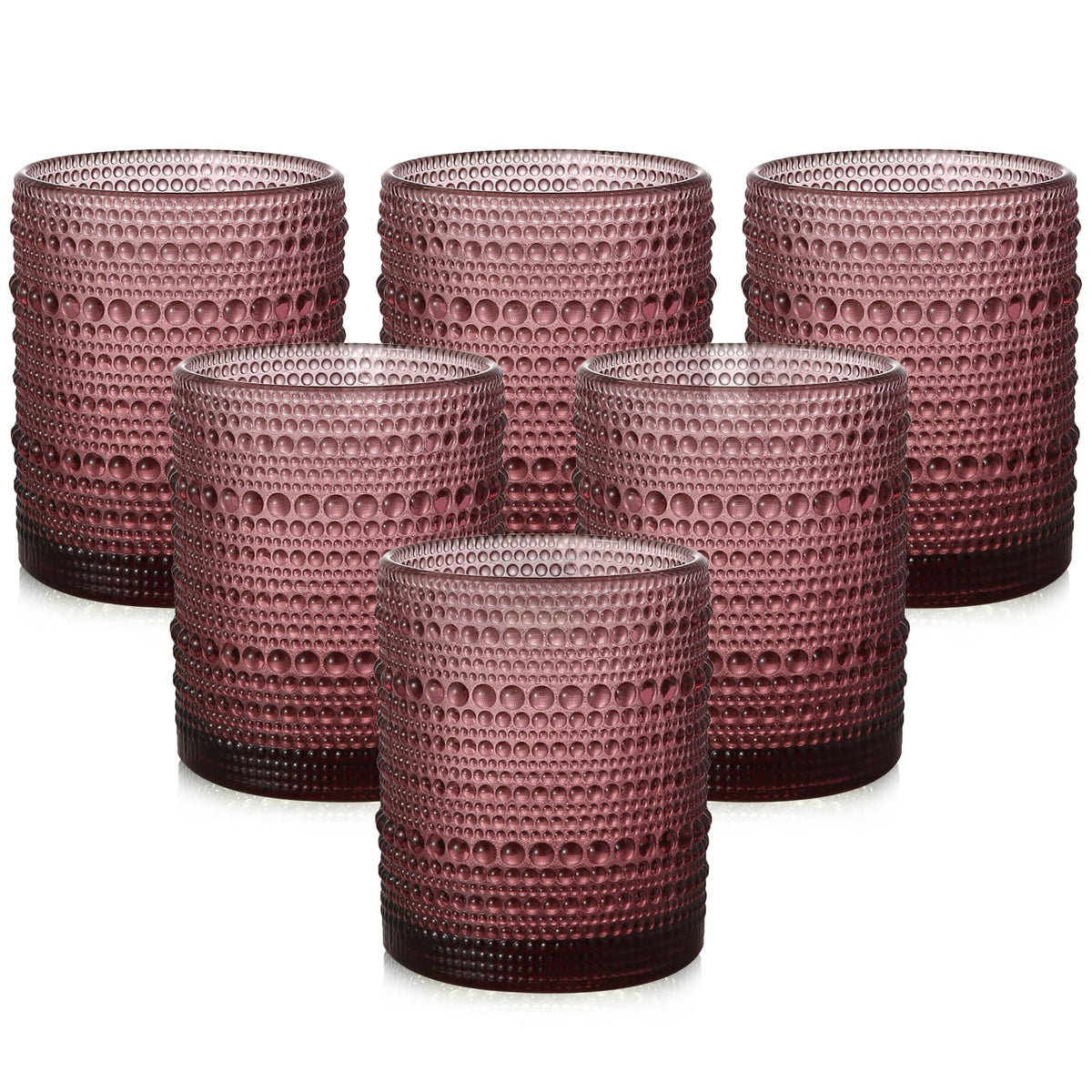 ZMOWIPDL Drinking Glasses Set of 6,15 oz Grey Hobnail Glass Cups | Vintage Glassware，Embossed Water Tumbler,for Beer,Cocktail,Whiskey,Juice and Various Mixed Drinks- 1 Cleaning Brush