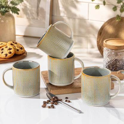 theterra Ceramic Coffee Mugs Set of 6, 14.2 oz Coffee Cups with Handle | Handmade, Suitable for Latte, Tea, Milk, Beer & Hot Cocoa, Cocoa Mocha