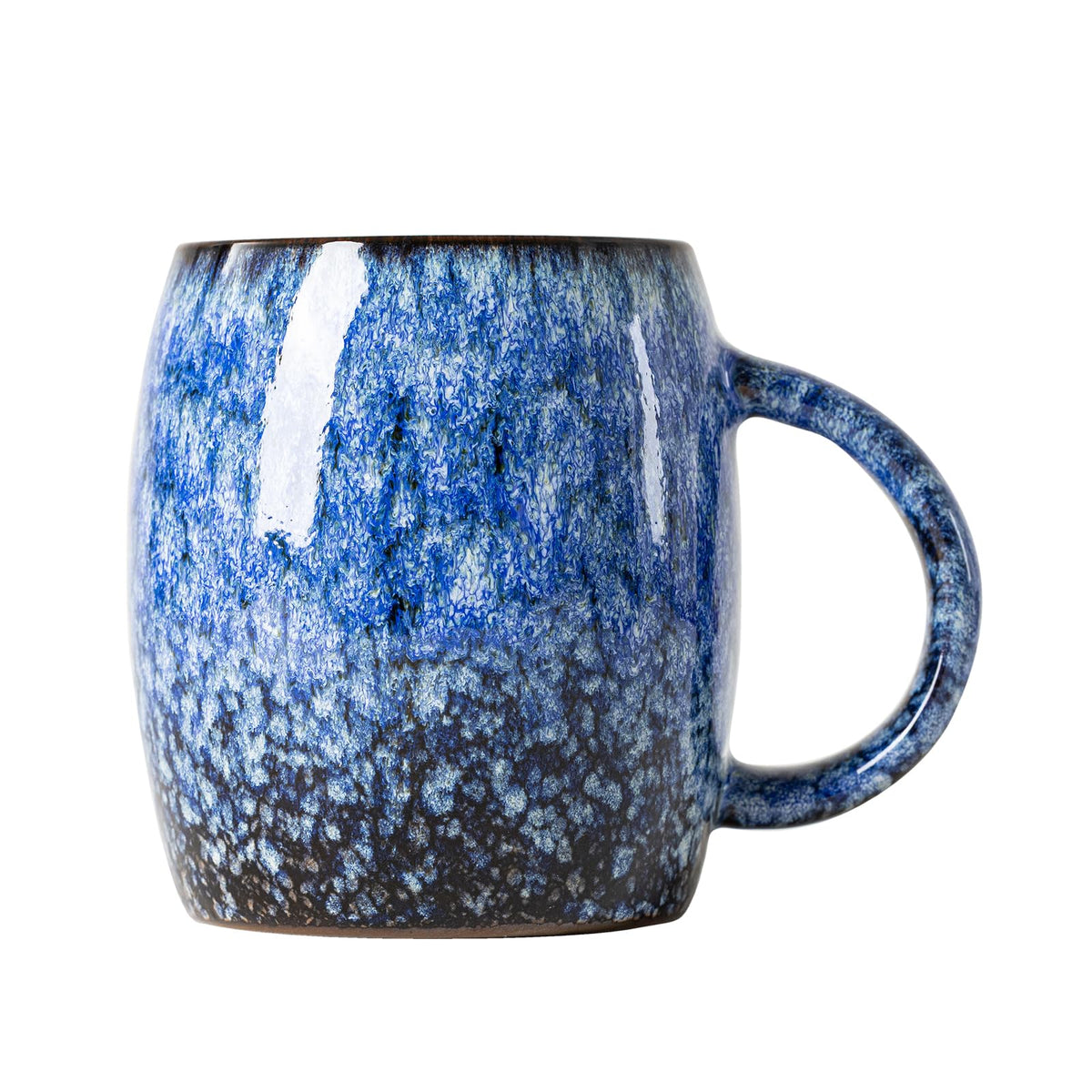 Midnight Blue Ceramic Coffee Mug 15oz - Handcrafted Artisan Mug with Large Handle for Comfort, Unique Birthday Gift for Him/Her, Office Desk Essential, Safe for Dishwasher