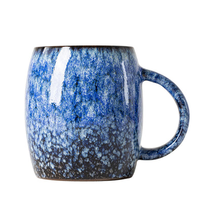 Midnight Blue Ceramic Coffee Mug 15oz - Handcrafted Artisan Mug with Large Handle for Comfort, Unique Birthday Gift for Him/Her, Office Desk Essential, Safe for Dishwasher