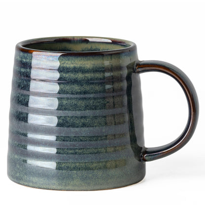 15.5oz Large Heavyweight Ceramic Mug, Reactive (Light Green) | 15.5oz Medium-Large, Heavy Weighted Stoneware, Reactive Transmutation Glaze, Microwave & Dishwasher Safe, Gift Box