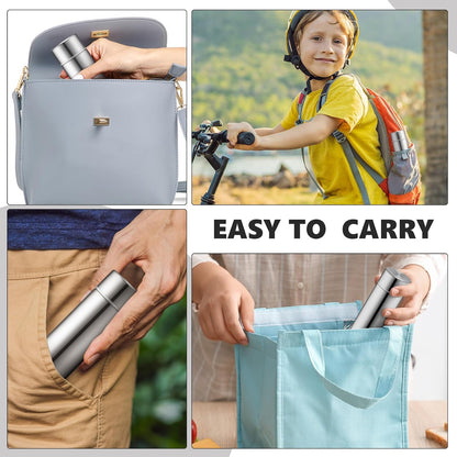 Vesici 4 Pack Mini Insulated Stainless Water Bottle,Silver | 4.4 oz Small Insulated Flask, for Purse Leak Proof Pocket, Keeps Drink Cold and Hot, for Women Kids Lunch Bag Coffee Travel