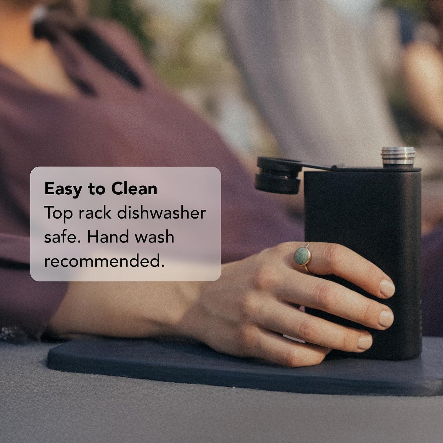 MiiR Aero Flask Classic Durable Stainless Steel Wide Mouth, 8oz Black - Features Ergonomic Design & Attached Hatchback Cap for Easy Refills on the Go