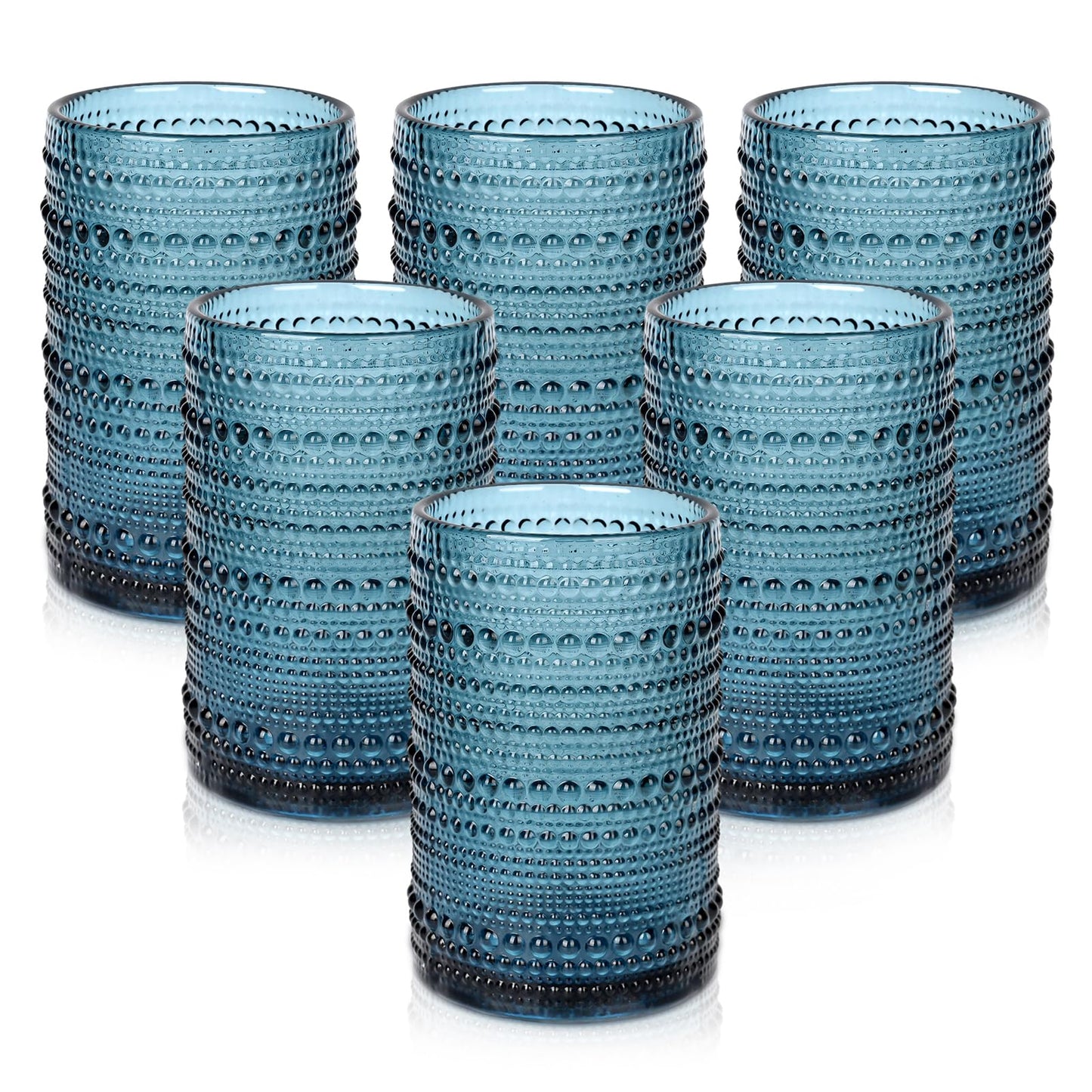 ZMOWIPDL Drinking Glasses Set of 6,15 oz Grey Hobnail Glass Cups | Vintage Glassware，Embossed Water Tumbler,for Beer,Cocktail,Whiskey,Juice and Various Mixed Drinks- 1 Cleaning Brush