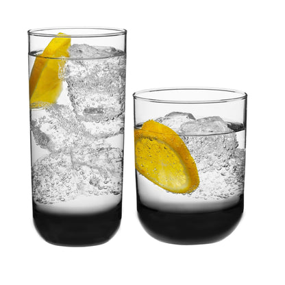 Libbey Ascent Tumbler & Rocks Drinking Glasses Set of 16, Clear Glass Cups | 16.25 oz & 12.25 oz Capacities Glasses for Water, Juice, Cocktails, and More with Curved Design and Dishwasher-Safe Care