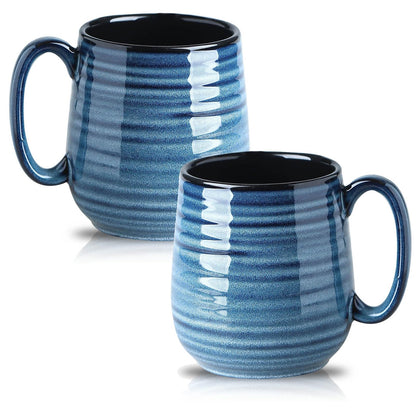 HASENSE Coffee Mug, 20 oz Ceramic Coffee Cup for Men and Women, Large Coffee Mug for Latte Coffee Tea Soup for Office and Home, Dishwasher and Microwave Safe, 1 PCS (Blue)
