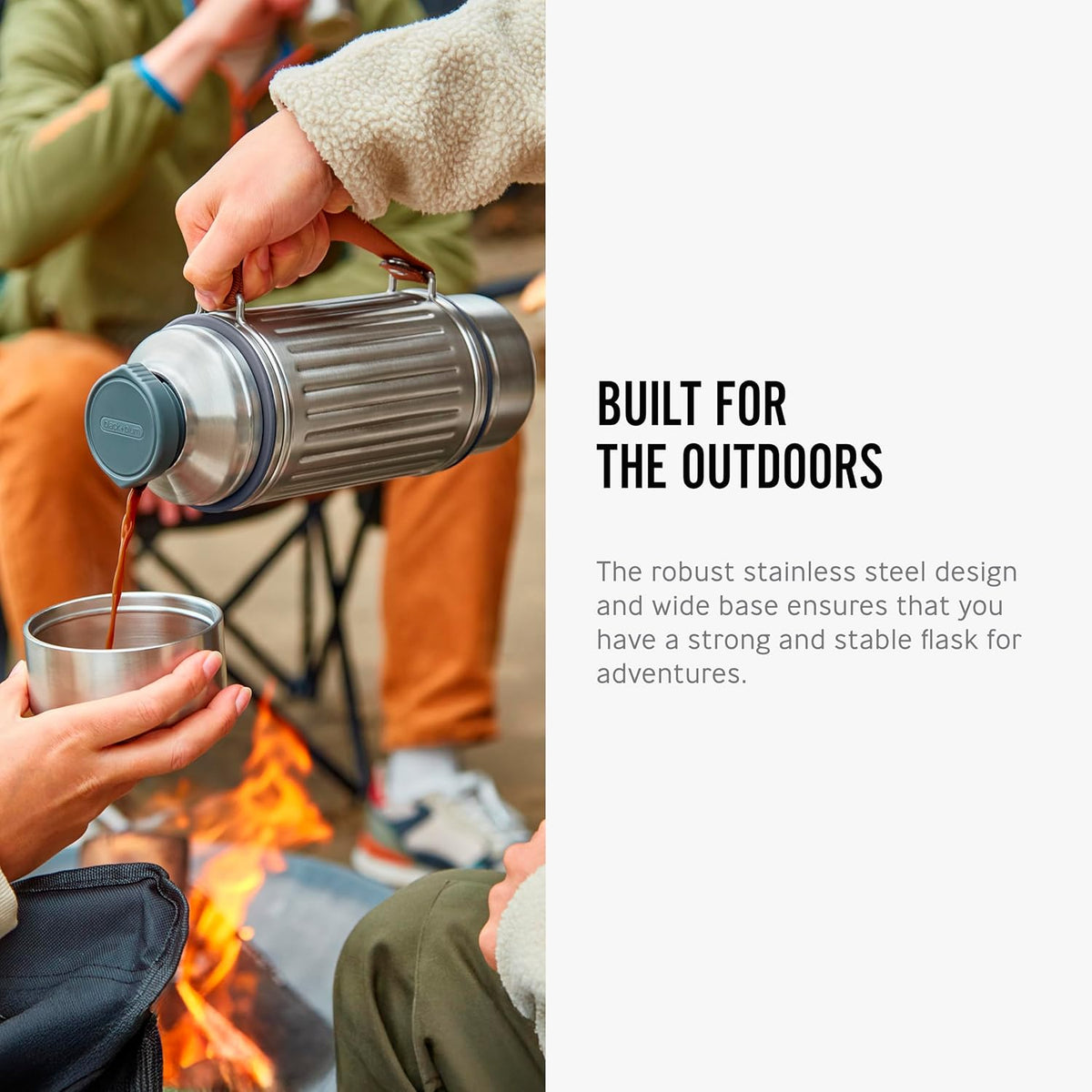 BLACK + BLUM Explorer Flask Duo | Insulated Stainless Steel | 2 Cups | 1L | Leak Proof, 24H Hot or Cold, Vacuum Insulated, 2 Steel Cups, Easy Pour Lid, Carry Strap, Ideal for Camping & Outdoors