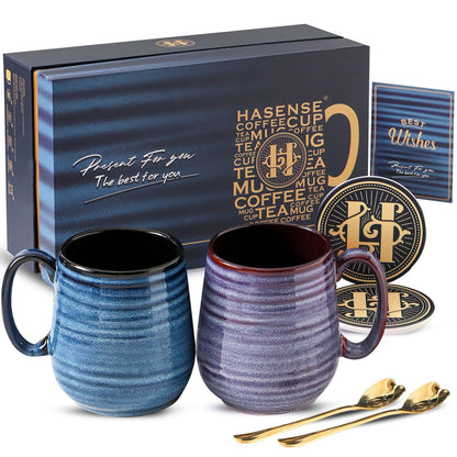 HASENSE Coffee Mug, 20 oz Ceramic Coffee Cup for Men and Women, Large Coffee Mug for Latte Coffee Tea Soup for Office and Home, Dishwasher and Microwave Safe, 1 PCS (Blue)