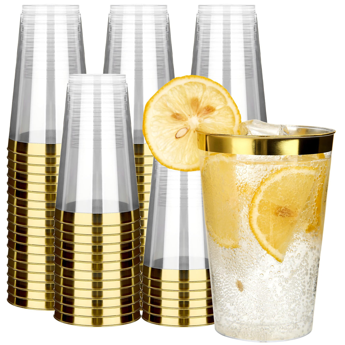 RACETOP 200 Pack 9 oz Clear Plastic Cups for Party | Disposable Clear Cup, Disposable Cups, Wine Glasses Cups, Plastic Cocktail Glasses