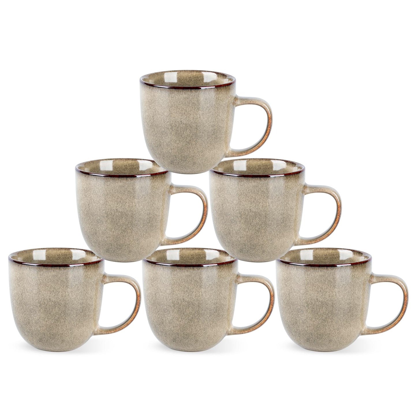 AmorArc 12oz Coffee Mugs, Ceramic Coffee Mugs set of 6 for Man, Woman, Dad, Mom, Modern Coffee Mugs with handle for Latte/Cappuccino/Milk/Cocoa. Dishwasher&Microwave Safe, Cappuccino