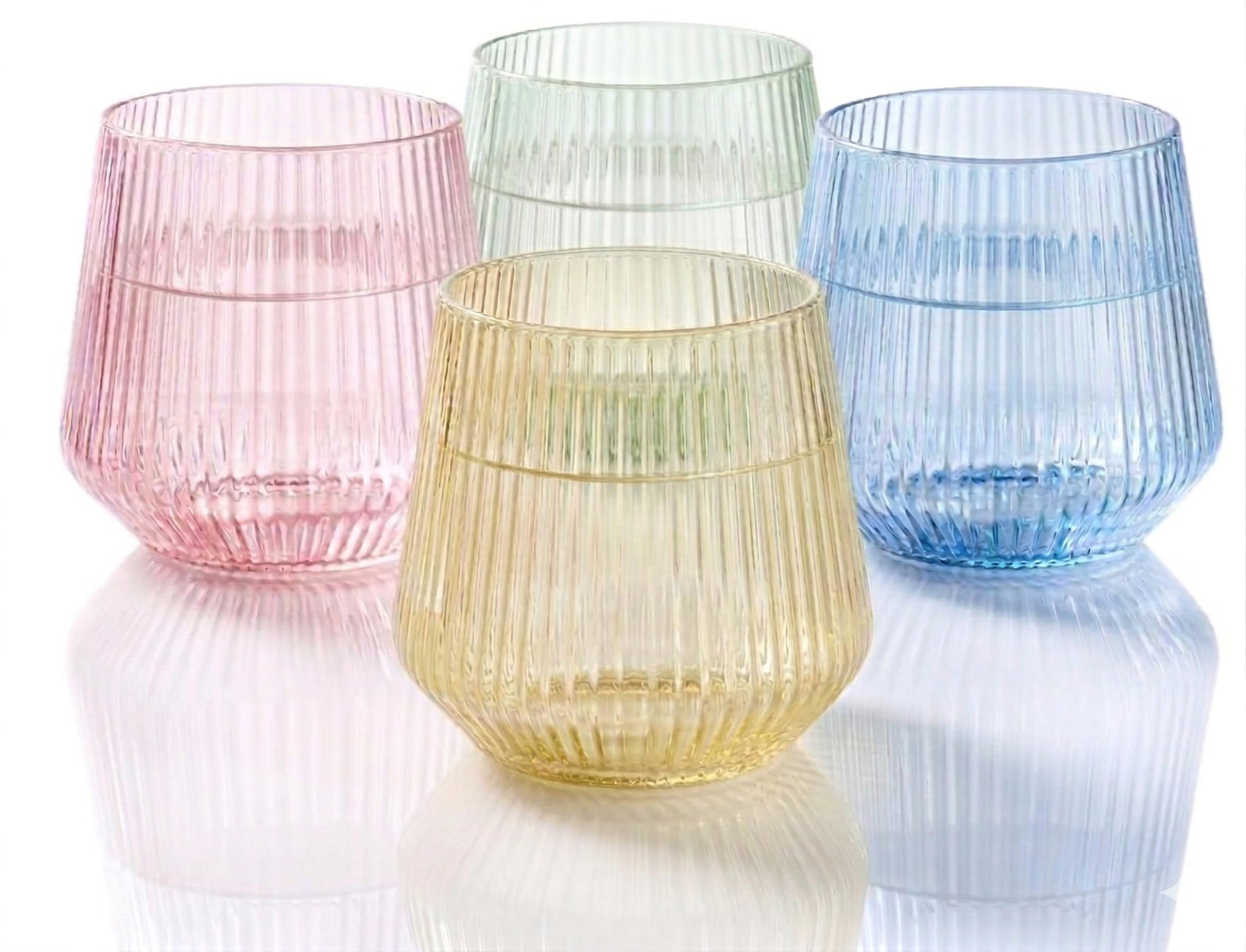 40 Pack 12oz Ribbed Stemless Disposable Plastic Wine Glasses, Shatterproof | BPA-Free Recyclable Reusable Cocktail Champagne Whiskey Cups, Unbreakable Clear PET for Wedding Party Birthday Outdoor Events