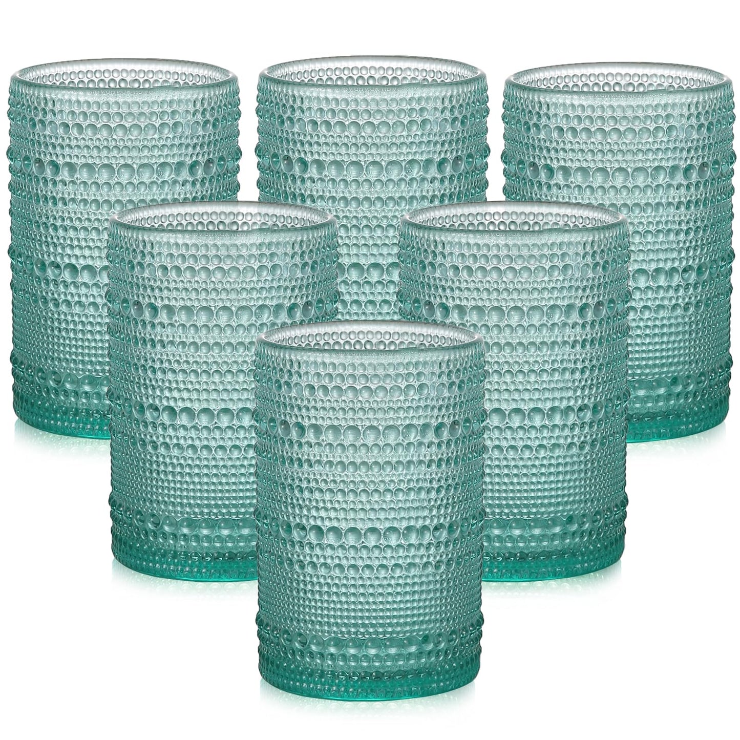 ZMOWIPDL Drinking Glasses Set of 6,15 oz Grey Hobnail Glass Cups | Vintage Glassware，Embossed Water Tumbler,for Beer,Cocktail,Whiskey,Juice and Various Mixed Drinks- 1 Cleaning Brush
