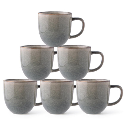 AmorArc 12oz Coffee Mugs, Ceramic Coffee Mugs set of 6 for Man, Woman, Dad, Mom, Modern Coffee Mugs with handle for Latte/Cappuccino/Milk/Cocoa. Dishwasher&Microwave Safe, Cappuccino