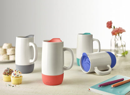 Ello Jane 18oz Ceramic Travel Mug with Handle, Splash-Resistant Slider Lid and Built-in Coaster, Perfect for Coffee and Tea, BPA Free, Dishwasher Safe, Holiday Gift Her Him, Yucca | Splash-resistant ceramic coffee tumbler with handle and silicone base. BP
