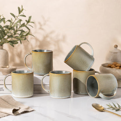 theterra Ceramic Coffee Mugs Set of 6, 14.2 oz Coffee Cups with Handle | Handmade, Suitable for Latte, Tea, Milk, Beer & Hot Cocoa, Cocoa Mocha