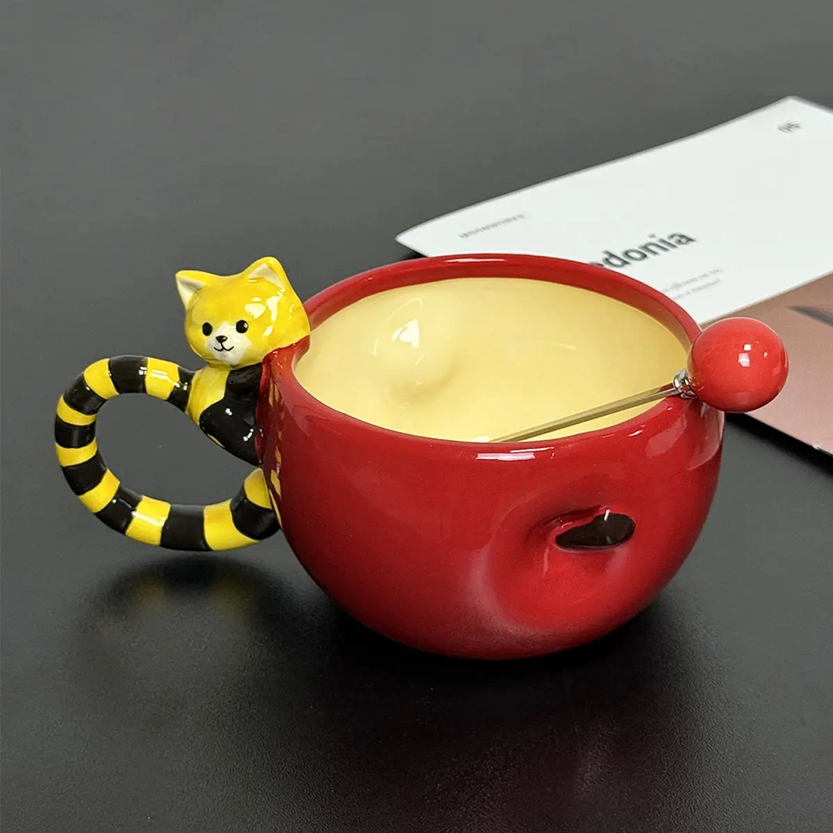 UFORU Cute and Creative Ceramic Mug Set, Strawberry/Watermelon/Coconut/Panda Coffee Cup with Lid/Straw/Spoon, Ceramic Cup Home, Microwave Dishwasher for Office Use, Instagram Style Cute Girl Gift#SummerWins#DFYD