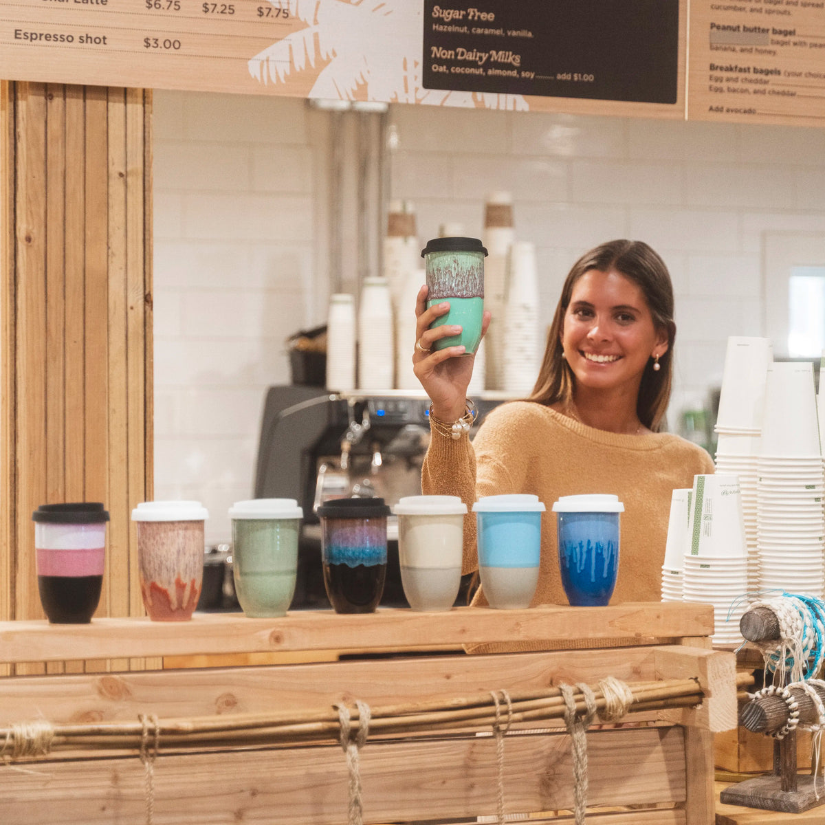 Nova Ceramics Travel Mugs - 12oz & 16oz - 26 Nature-Inspired Handmade Designs - Microwave & Dishwasher Safe, Perfect for On-the-Go Coffee Lovers