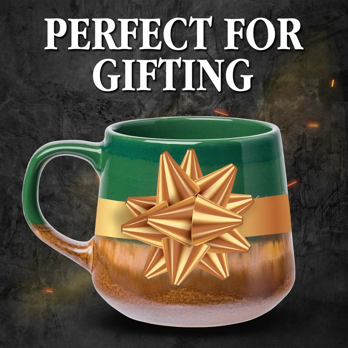 Silver Buffalo Lord of the Rings Elven, Reactive Glaze Pottery Mug, 14oz | High Gloss Finish, Tapered Shape, Elvish, Coffee Cup, Green, 0.4 Liters