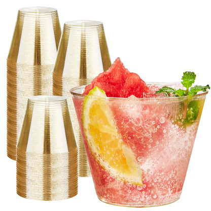 RACETOP 200 Pack 9 oz Clear Plastic Cups for Party | Disposable Clear Cup, Disposable Cups, Wine Glasses Cups, Plastic Cocktail Glasses