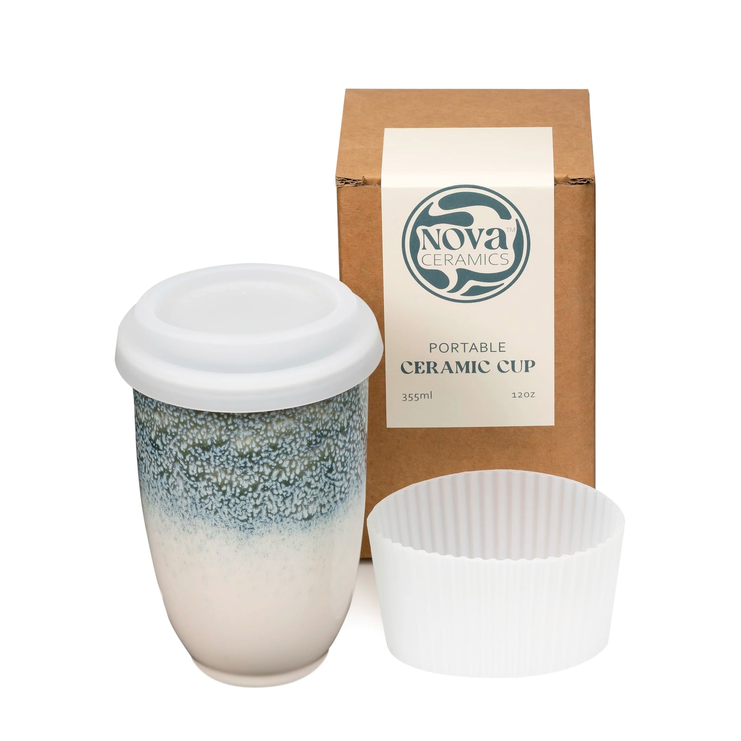 Nova Ceramics Travel Mugs - 12oz & 16oz - 26 Nature-Inspired Handmade Designs - Microwave & Dishwasher Safe, Perfect for On-the-Go Coffee Lovers