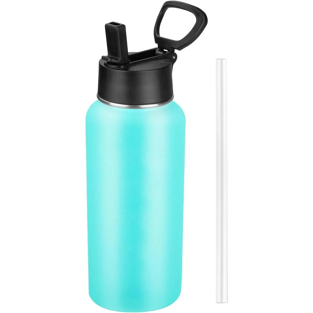 Insulated Water Bottle With Straw,32 oz Vacuum Insulated Stainless Steel  Water Flask,Keeps Cold and Hot,Metal Water Bottle Wide Mouth for Gym Travel Camping (Black)