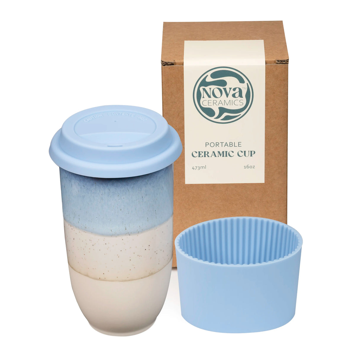 Nova Ceramics Travel Mugs - 12oz & 16oz - 26 Nature-Inspired Handmade Designs - Microwave & Dishwasher Safe, Perfect for On-the-Go Coffee Lovers