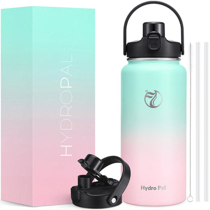 HydroPal 64oz Insulated Stainless Steel Water Bottle, Half Gallon, 2-in-1 Lid (Chug & Straw), Double-Walled Vacuum, Leak-Proof, Wide Mouth, Drinkware #Summervibes