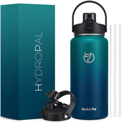 HydroPal 64oz Insulated Stainless Steel Water Bottle, Half Gallon, 2-in-1 Lid (Chug & Straw), Double-Walled Vacuum, Leak-Proof, Wide Mouth, Drinkware #Summervibes