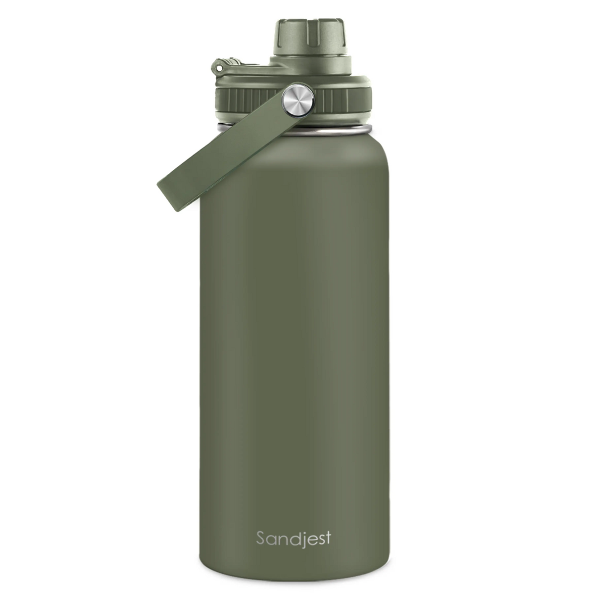 SANDJEST Summer Travel 32oz Sports Water Bottle with Spout Lid & Handle, Leak Proof Insulated Stainless Steel, Great for Outdoor, Gift for Men Him Dad