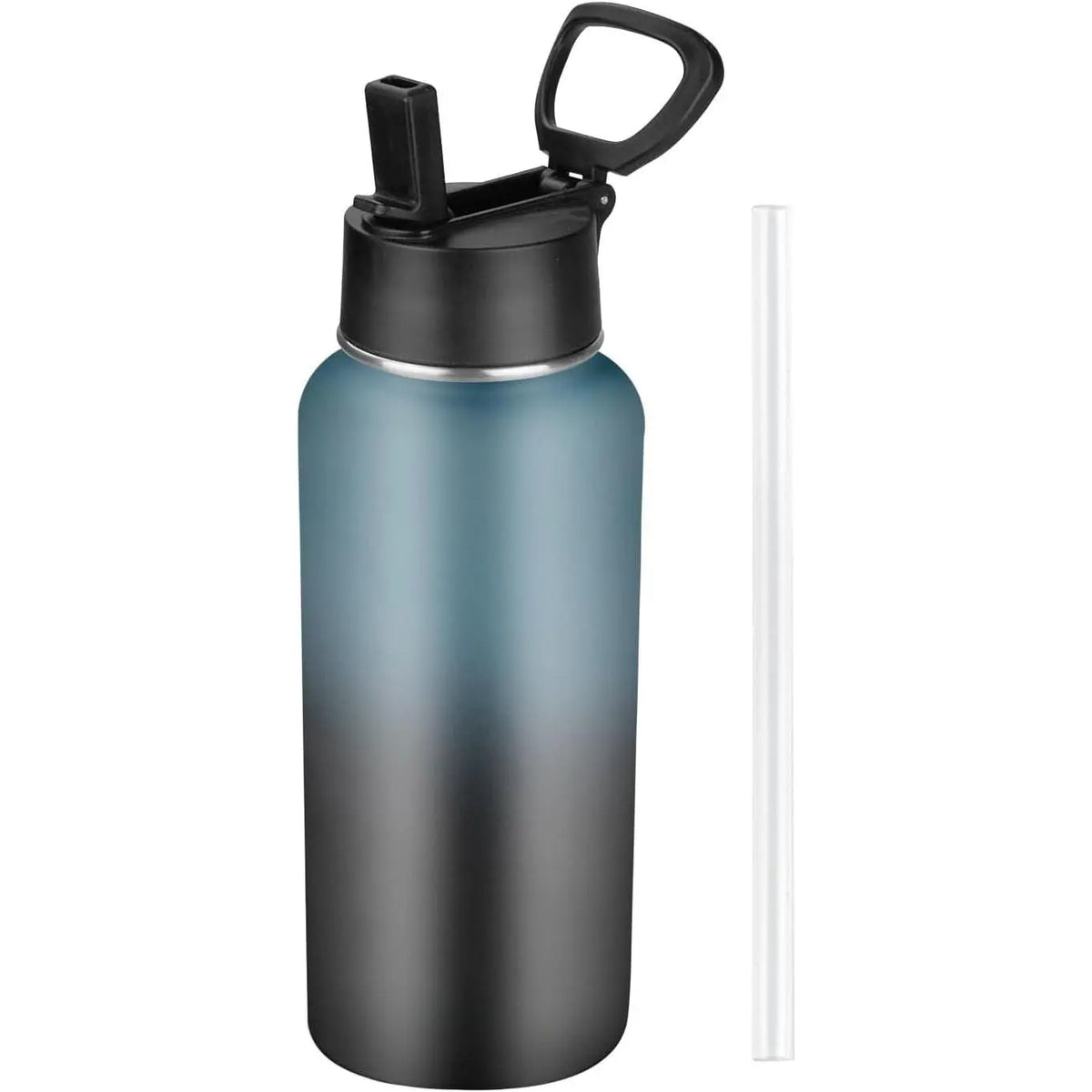 Insulated Water Bottle With Straw,32 oz Vacuum Insulated Stainless Steel  Water Flask,Keeps Cold and Hot,Metal Water Bottle Wide Mouth for Gym Travel Camping (Black)
